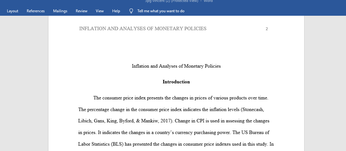 Inflation and Analyses of Monetary Policies