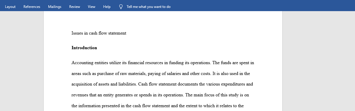 Issues in cash flow statement