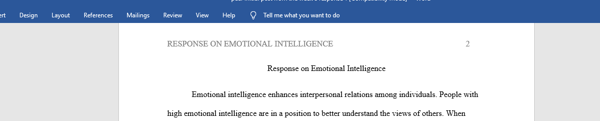 Response on Emotional Intelligence