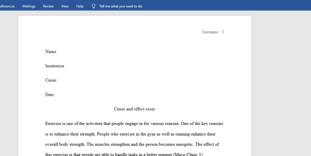 Cause and effect essay