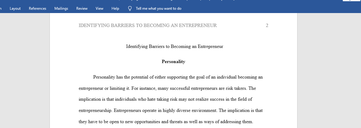 Identifying Barriers to Becoming an Entrepreneur