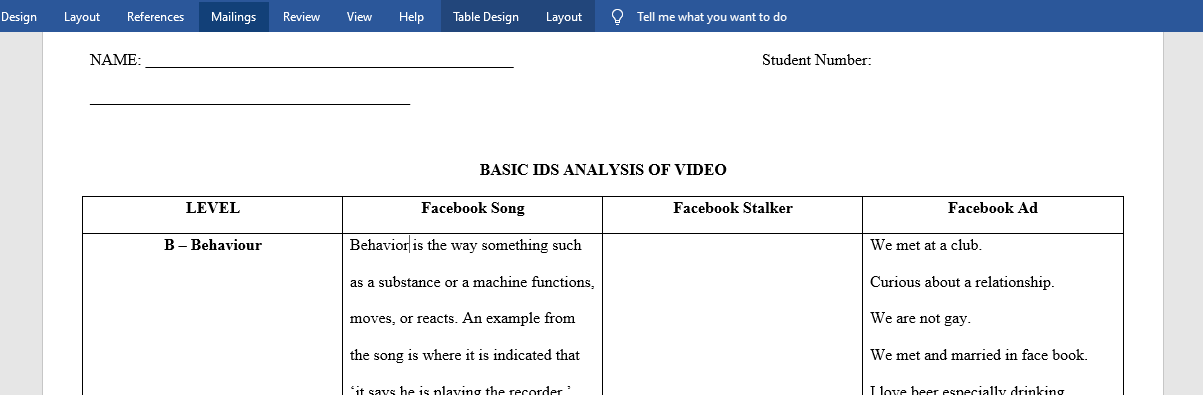 BASIC IDS ANALYSIS OF VIDEO 1