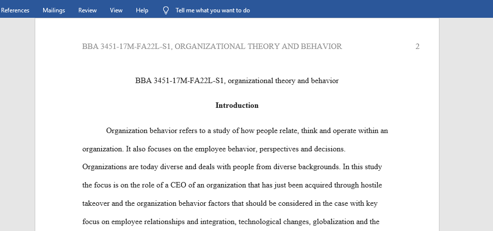 BBA 3451-17M-FA22L-S1, organizational theory and behavior