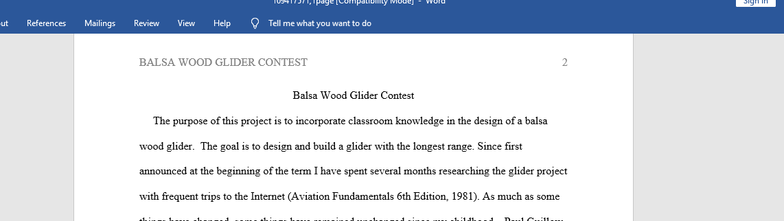 Balsa Wood Glider Contest