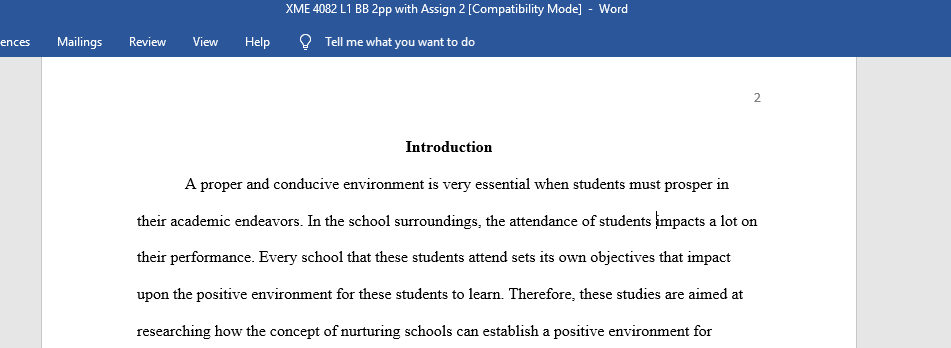 Concept of Nurturing Schools as an Approach to Creating Positive Learning Environments