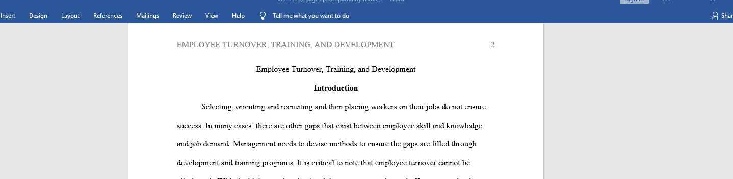 Employee Turnover, Training, and Development