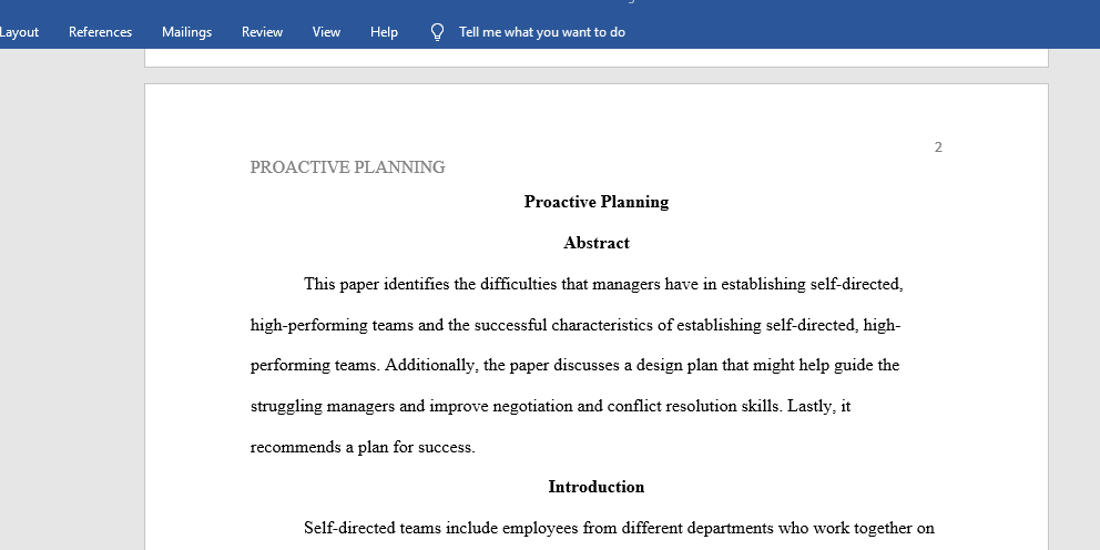Proactive Planning