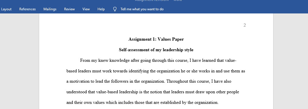 Self-assessment of my leadership style