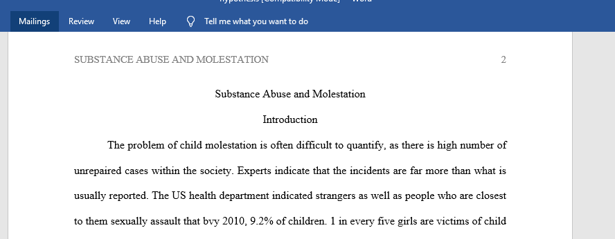 Substance Abuse and Molestation
