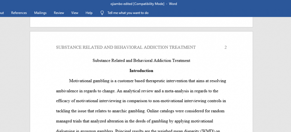 Substance Related and Behavioral Addiction Treatment