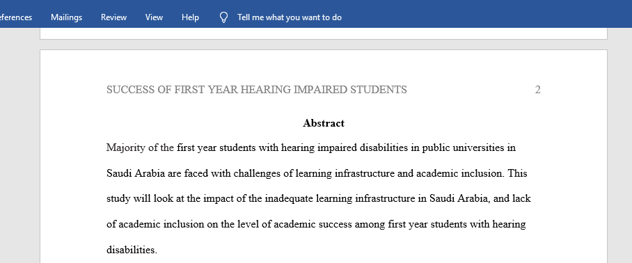 Success of First Year Hearing Impaired Students