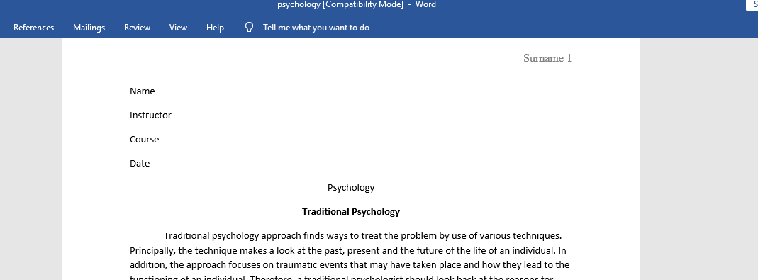 Traditional Psychology