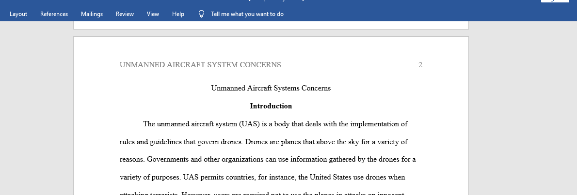 Unmanned Aircraft Systems Concerns