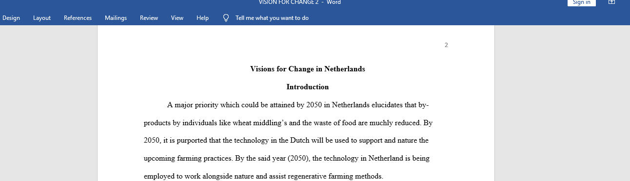 Visions for Change in Netherlands