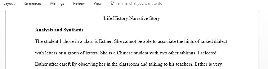 life history narrative