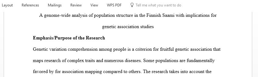 A genome-wide analysis of population structure in the Finnish Saami with implications for genetic association studies