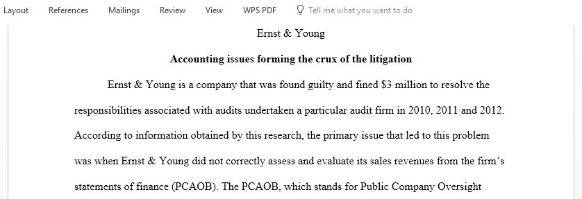 Analyze the primary accounting issues which form the crux of the litigation or fine for the firm, and indicate the impact to the firm as a result of litigation or fine