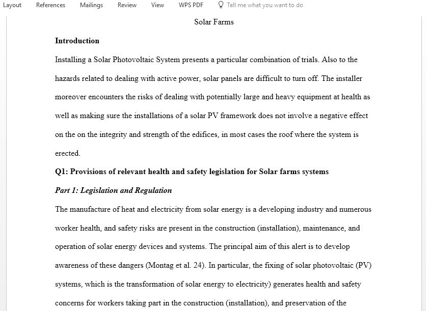 Answer the following questions on Solar farms systems