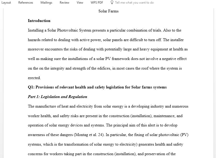 Answer the following questions on Solar farms systems