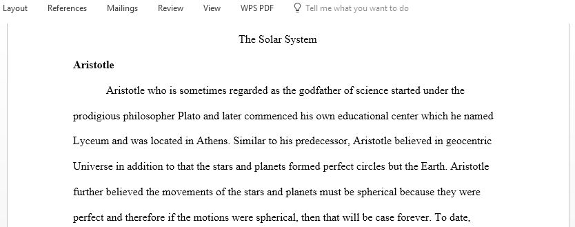 Application Essay on the solar system