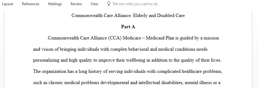 Case study on Commonwealth Care Alliance Elderly and Disabled Care