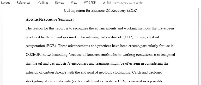 Co2 Injection for Enhance Oli Recovery (EOR)