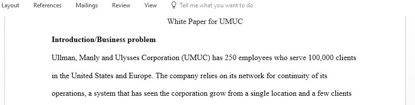 Complete a White Paper that proposes a telecommunications solution to address a communications problem for a business organization