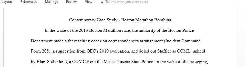 Contemporary Case Study - Boston Marathon Bombing