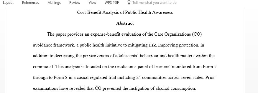 Cost-benefit analysis of public health awareness