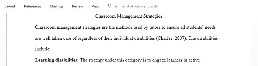 Create a matrix of disabilities and classroom management strategies that promote intrinsic motivation