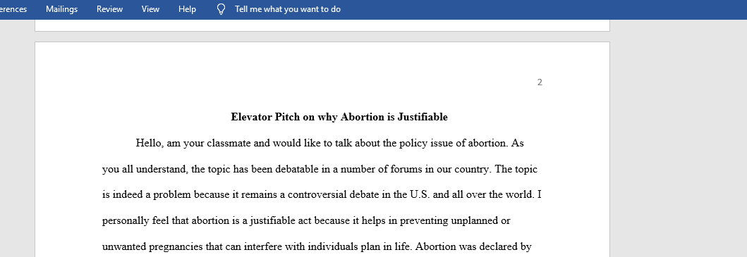 Elevator Pitch-abortion