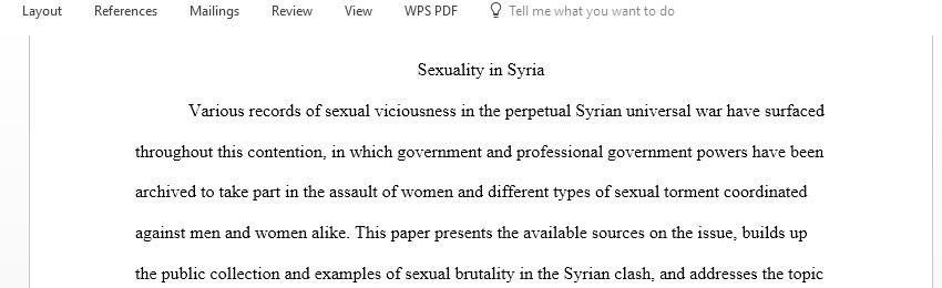 Essay about body' image in Syria or sexuality