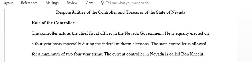 Examine the websites of the Controller and the Treasurer for the State of Nevada