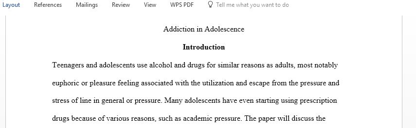 Explain in detail the relationship between abuse and addiction in adolescence