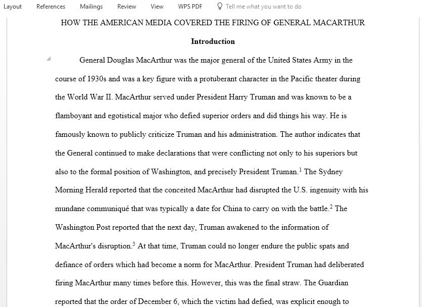 How the American Media covered the firing of General MacArthur