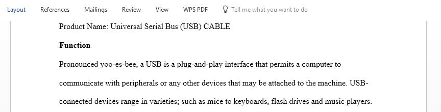 I want you to write a Manufacturing Paper about the USB CABLE