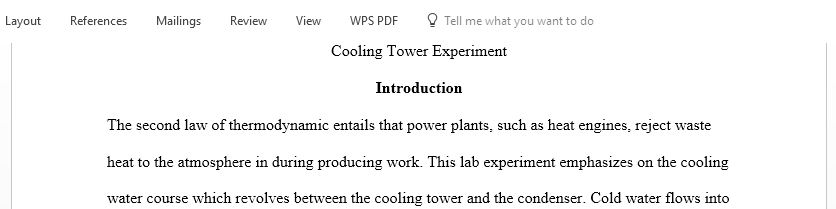 Introduction and procedures for Cooling tower experiment