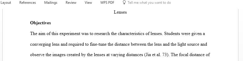 Lab Report on Lenses