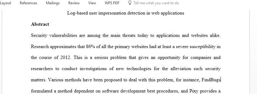 Log based user impersonation detection in web applications project