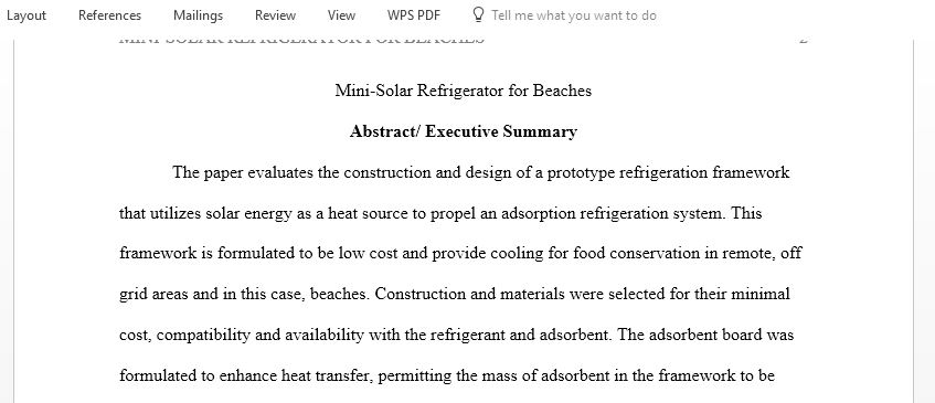 Mini solar refrigerator that can be used for beaches Project Design