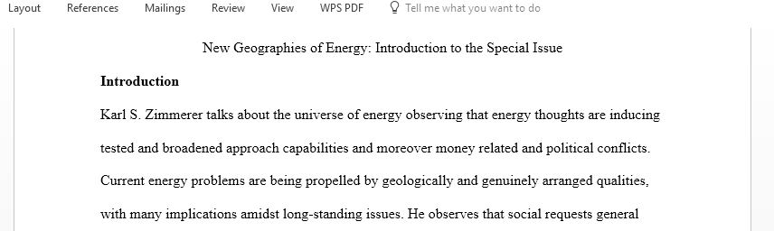 New Geographies of Energy Introduction to the Special Issue