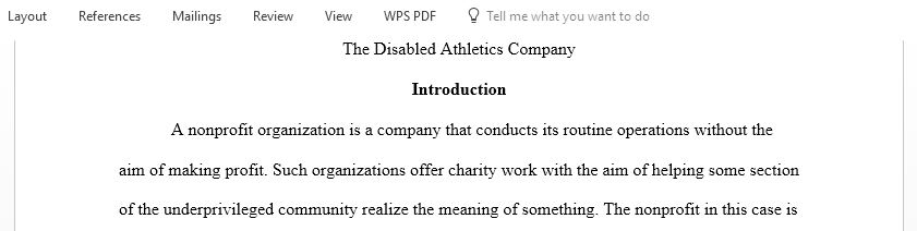 Once you have a general knowledge of how a non-profit is set up, you will create your own Non-profit and report it to the class