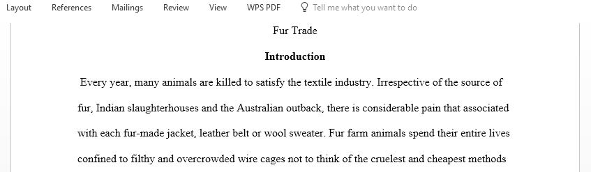 Persuasive essay that is against using animal fur