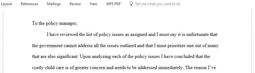 Policy Issue Assignment