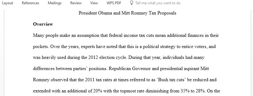President Obama and Mitt Romney Tax Proposals