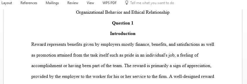 Question related to organizational behavior and ethical leadership