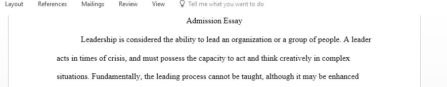 Referring to personal professional influences, provide your definition of leadership