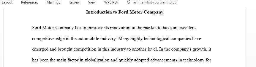 Research Paper on Ford Motor Company