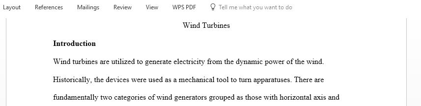 Research report on Wind Turbines