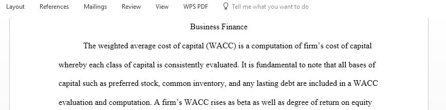 Students should understand the mechanics in calculating a company's weighted average cost of capital using the capital asset pricing model (CAPM) and its use in making financial investments